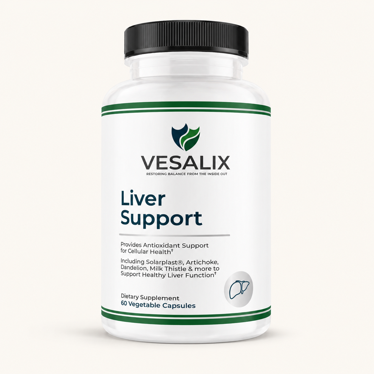 Vesalix Liver Support Supplement with Solarplast® – Digestive Enzymes, Milk Thistle, Artichoke – 60 Capsules