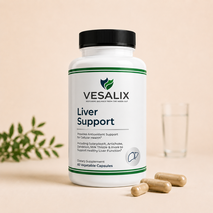 Vesalix Liver Support Supplement with Solarplast® – Digestive Enzymes, Milk Thistle, Artichoke – 60 Capsules
