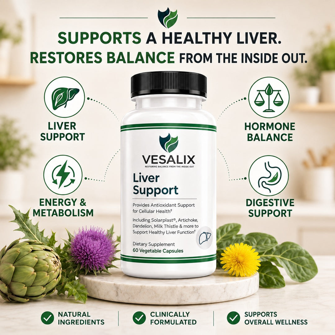 Vesalix Liver Support Supplement with Solarplast® – Digestive Enzymes, Milk Thistle, Artichoke – 60 Capsules