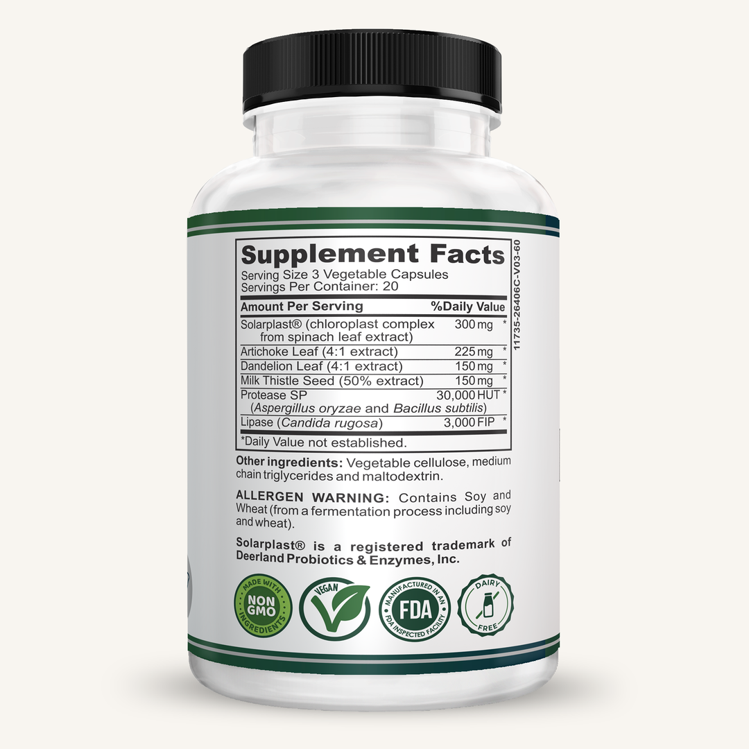 Vesalix Liver Support Supplement with Solarplast® – Digestive Enzymes, Milk Thistle, Artichoke – 60 Capsules