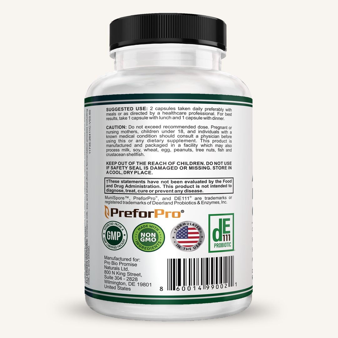 Vesalix Advanced Digestive Complex | Pre &amp; Postbiotic + 18 Enzymes + 3 Billion CFU | PreforPro® &amp; DE111® | Adults 40+ | 60 Capsules