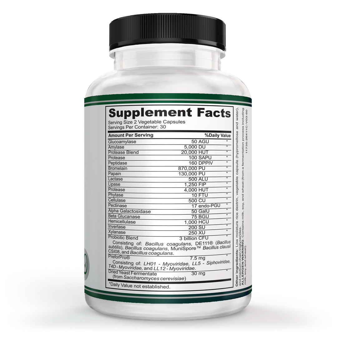 Vesalix Advanced Digestive Complex, Pre &amp; Postbiotic + 18 Enzymes + 3 Billion CFU, PreforPro® &amp; DE111®, 60 Capsules 30 Day Supply