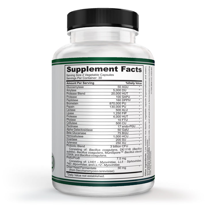 Vesalix Advanced Digestive Complex, Pre &amp; Postbiotic + 18 Enzymes + 3 Billion CFU, PreforPro® &amp; DE111®, 60 Capsules 30 Day Supply